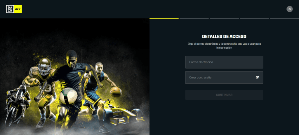 daznbet como registraser paso 2