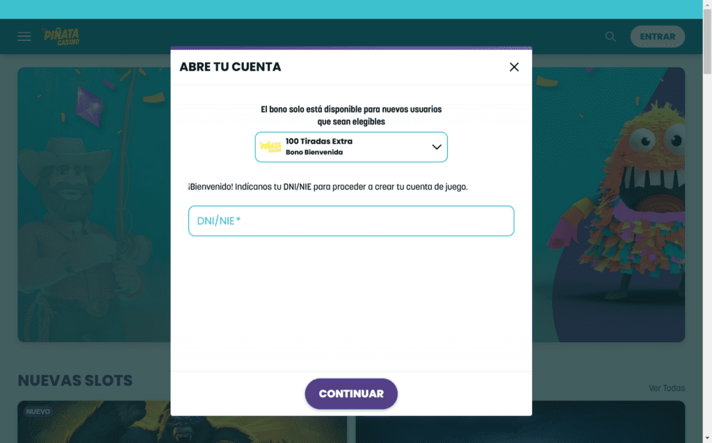 piñata casino - como registrarse - paso 3